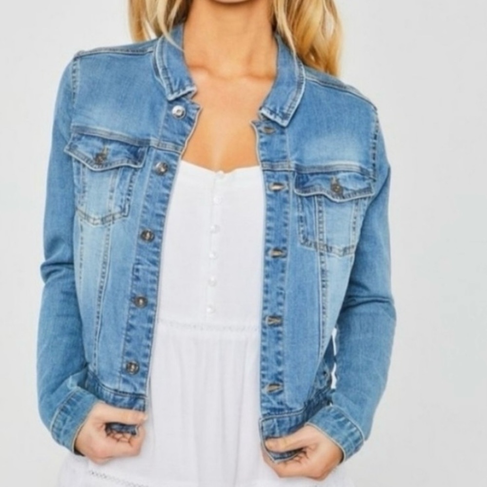 Love Tree Cropped Blue Jean Jacket